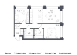 Продается двухкомнатная квартира, 60.8 м2, Москва, жилой комплекс Нова, к3