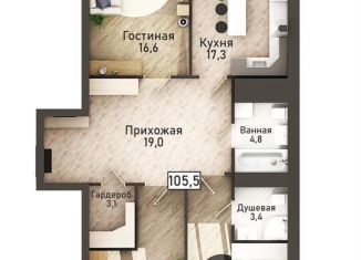 Четырехкомнатная квартира на продажу, 105.5 м2, Курская область, улица Павлуновского
