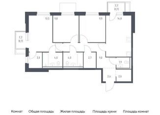 Трехкомнатная квартира на продажу, 79 м2, Владивосток, улица Сабанеева, 1.3