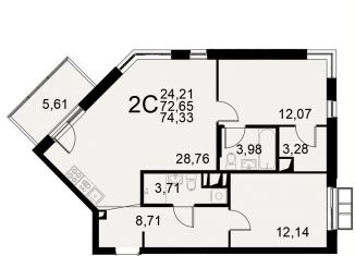 Продажа двухкомнатной квартиры, 74.3 м2, Тула, Хлебная площадь