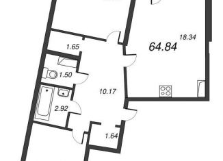 Продажа двухкомнатной квартиры, 66.6 м2, Мурино