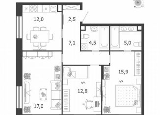 Продаю 3-ком. квартиру, 76.8 м2, Москва, ЖК Шагал, 3-я очередь, к9