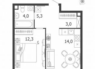 Продается 1-ком. квартира, 38.6 м2, Москва, 3-я очередь, к7, ЖК Шагал