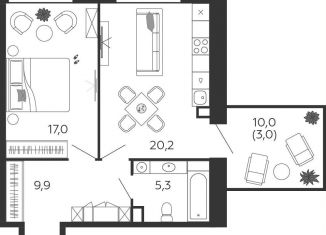 Продам 1-ком. квартиру, 55.4 м2, Москва, улица Петра Кончаловского, 7к3, ЖК Шагал