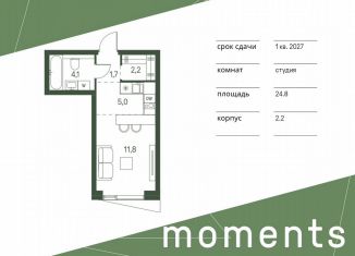 Квартира на продажу студия, 24.8 м2, Москва, жилой комплекс Моментс, к2.2, станция Стрешнево