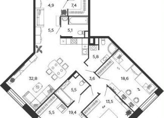 3-ком. квартира на продажу, 127.6 м2, Москва, 2-я очередь, к4.1, станция ЗИЛ