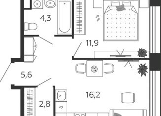 Продажа 1-комнатной квартиры, 40.8 м2, Москва, 2-я очередь, к3.2, ЖК Шагал