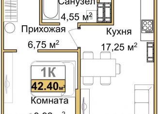 Продается 1-комнатная квартира, 40.4 м2, Симферополь, Центральный район