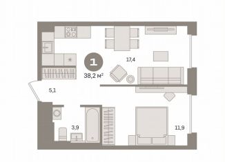 Продается 1-комнатная квартира, 38.2 м2, Москва, жилой комплекс Квартал Герцена, к1, район Бирюлёво Восточное