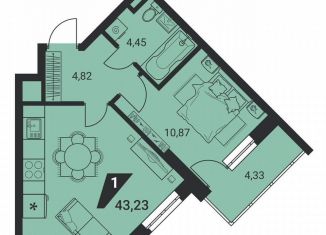 Продам 1-комнатную квартиру, 43.2 м2, Екатеринбург, улица Громова, 26, Ленинский район