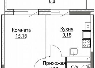 Продаю 1-комнатную квартиру, 40.9 м2, посёлок Красный Бор