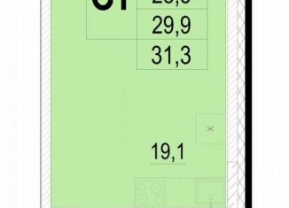 Квартира на продажу студия, 29.9 м2, Московская область, улица Академика Каргина, 25
