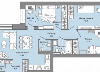 Продам 3-ком. квартиру, 80.7 м2, Киров, улица Дмитрия Козулева, 2к5