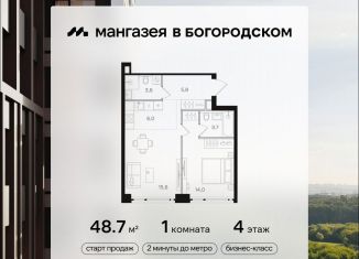 1-ком. квартира на продажу, 48.7 м2, Москва