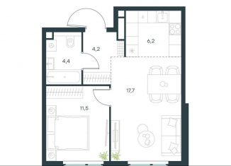 2-комнатная квартира на продажу, 44 м2, Москва, метро Аминьевская