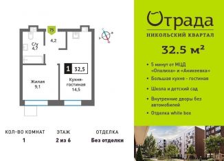 Однокомнатная квартира на продажу, 32.5 м2, Красногорск, Соловьиная улица