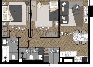 Продам 2-комнатную квартиру, 56.3 м2, Уфа, улица Рихарда Зорге, 9/6, Советский район