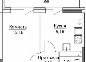 Продается 1-комнатная квартира, 40.9 м2, посёлок Красный Бор