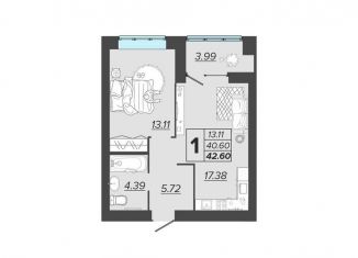 Продажа 1-ком. квартиры, 42.6 м2, Брянская область