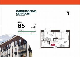 Продается 1-ком. квартира, 30.9 м2, деревня Солманово, ЖК Одинцовские Кварталы