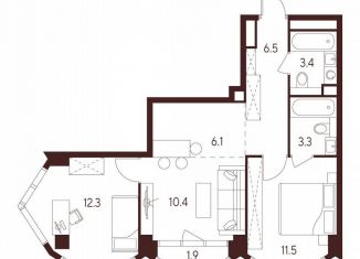 Продается 2-ком. квартира, 54.4 м2, Москва, станция Зорге