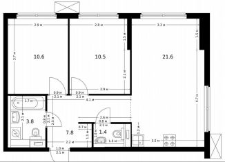 Продается 2-комнатная квартира, 55.7 м2, Москва, ЖК Большая Академическая 85, жилой комплекс Большая Академическая 85, к3.4