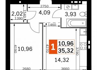 Продается 1-комнатная квартира, 35.3 м2, деревня Митькино