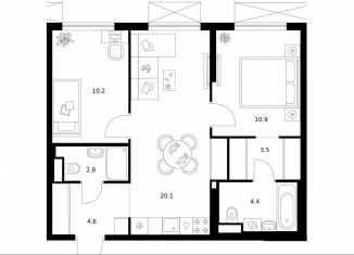 Продается двухкомнатная квартира, 56.5 м2, Москва, ЮАО, жилой комплекс Кавказский Бульвар 51, 3.5