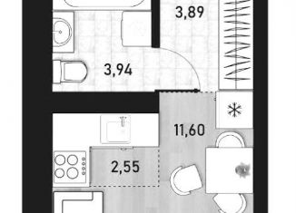 Продам квартиру студию, 22 м2, Новосибирск, Ленинский район, Пермская улица, 12к2