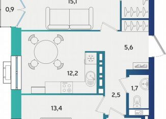 Продается 2-комнатная квартира, 57.8 м2, Татарстан