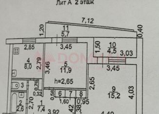 Продается 2-комнатная квартира, 47.5 м2, Новочеркасск, Грушевская улица, 19