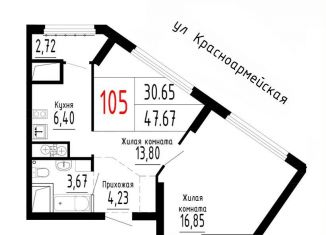 Продажа 2-комнатной квартиры, 47.7 м2, Екатеринбург, метро Площадь 1905 года