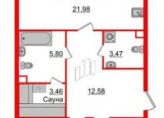 2-комнатная квартира на продажу, 76.7 м2, Санкт-Петербург, проспект Авиаконструкторов, 54, муниципальный округ Юнтолово