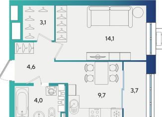 Продажа однокомнатной квартиры, 39.2 м2, Татарстан