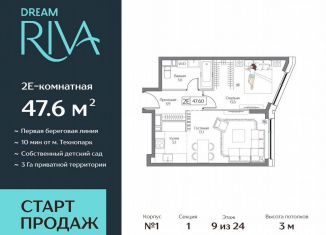 Продается двухкомнатная квартира, 47.6 м2, Москва, метро Технопарк