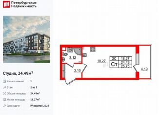 Продается квартира студия, 24.5 м2, Санкт-Петербург