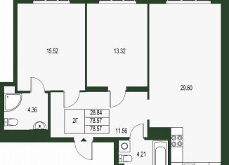 2-ком. квартира на продажу, 78.5 м2, Екатеринбург, Машинная улица, 2, Ленинский район