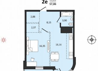 Продается двухкомнатная квартира, 57.9 м2, Хабаровский край, Быстринская улица, 2