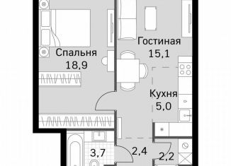 Продам 1-комнатную квартиру, 47.3 м2, Москва, метро Беговая