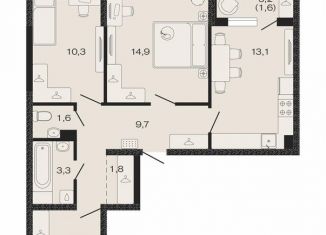 Трехкомнатная квартира на продажу, 69.3 м2, Краснодарский край