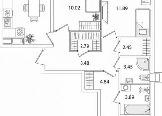 Продам трехкомнатную квартиру, 81.5 м2, Санкт-Петербург, метро Проспект Ветеранов