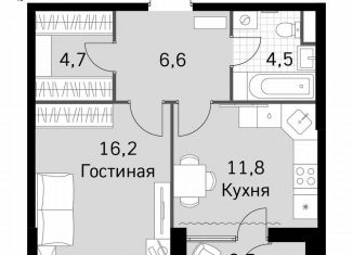 Продам однокомнатную квартиру, 45.5 м2, Москва, Строительный проезд, 9с9, район Покровское-Стрешнево