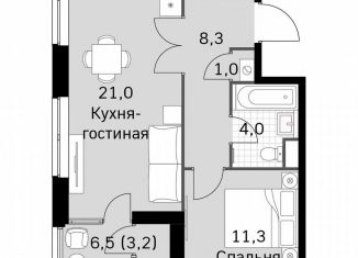 Продам 1-комнатную квартиру, 48.8 м2, Москва, Строительный проезд, 9с9, район Покровское-Стрешнево