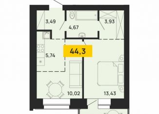 Продается 2-ком. квартира, 44.3 м2, Архангельск, Карпогорская улица, 12