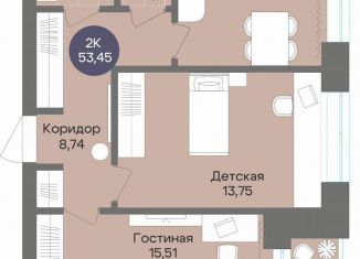 Продается двухкомнатная квартира, 53.5 м2, Новосибирск, Рубиновая улица, 13, Советский район