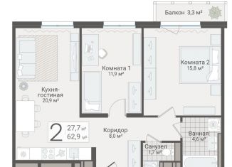 Продается 2-ком. квартира, 62.9 м2, Санкт-Петербург, улица Руднева, 15, метро Озерки