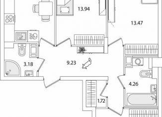 Продаю 3-комнатную квартиру, 77.5 м2, Санкт-Петербург, метро Проспект Ветеранов