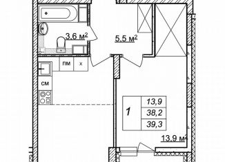 Продаю 1-ком. квартиру, 39.3 м2, Нижний Новгород, ЖК Новая Кузнечиха, жилой комплекс Новая Кузнечиха, 13