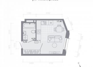 Продается квартира студия, 26.1 м2, Казань, улица Калинина, 1Б, Вахитовский район