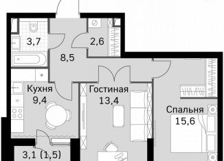 Продажа двухкомнатной квартиры, 54.7 м2, Москва, метро Тушинская, Строительный проезд, 9с9